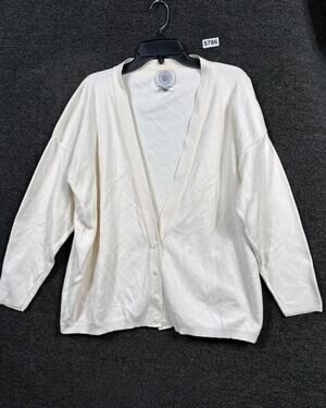 Cape Isle Knitters Classic Cream Cardigan Sweater Womens Sz S Long Sleeve *READ